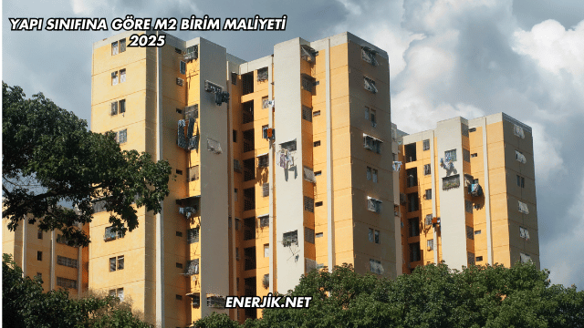 Yapı Sınıfına Göre m2 Birim Maliyeti 2025